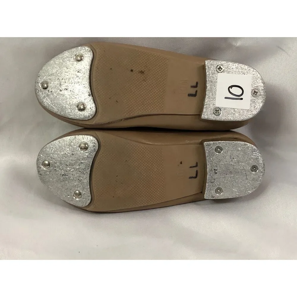 Pre-Owned Dance Tap Shoes Danshuz 534 Child 10M Tan Mary Jane Leather No Buckle